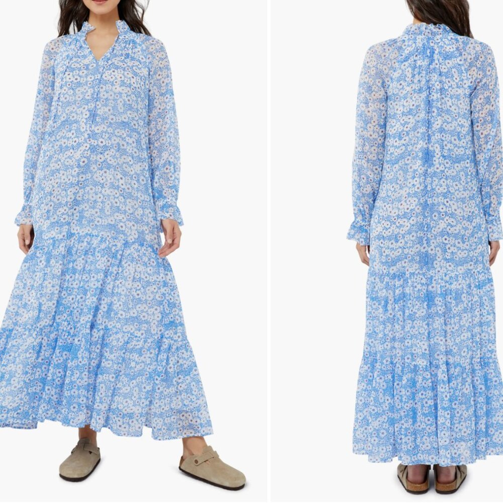 A Pea in the Pod Light Blue Floral Maxi Dress